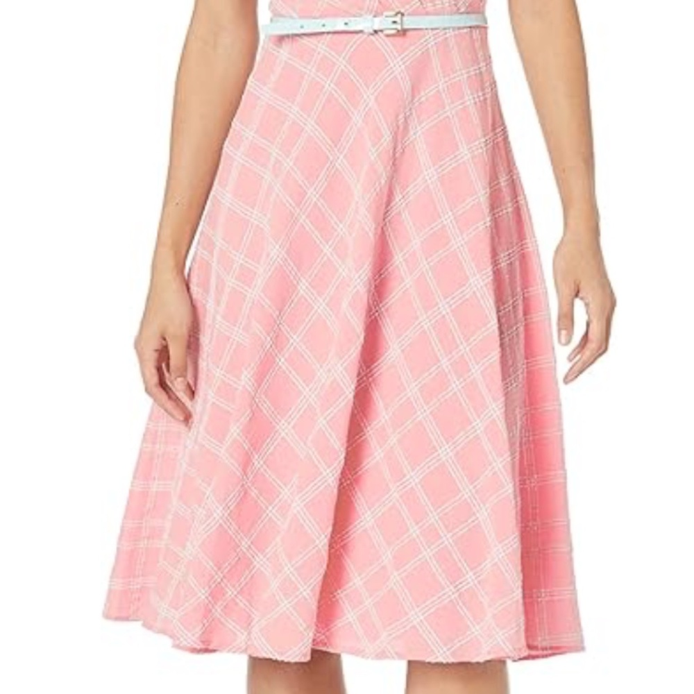 Tommy Hilfiger: Pink Windowpane Cotton Dress - Picture 4 of 4